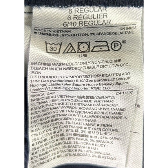 GAP Women's 06 R Flat Front Mid Rise Stretch Slim Crop Pants Navy Polka Dots - Picture 10 of 12